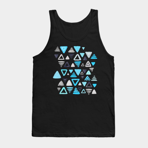 Summer Turquoise Triangles on Grey Tank Top by micklyn